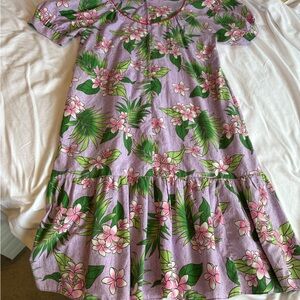 Floral Purple Dress with Green and Pink Accents